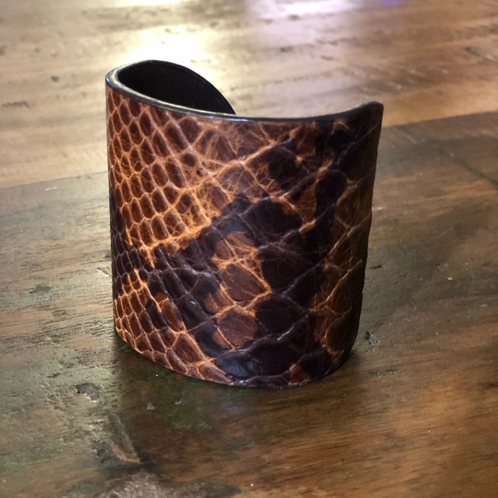 Michael Kors leather snake pattern cuff